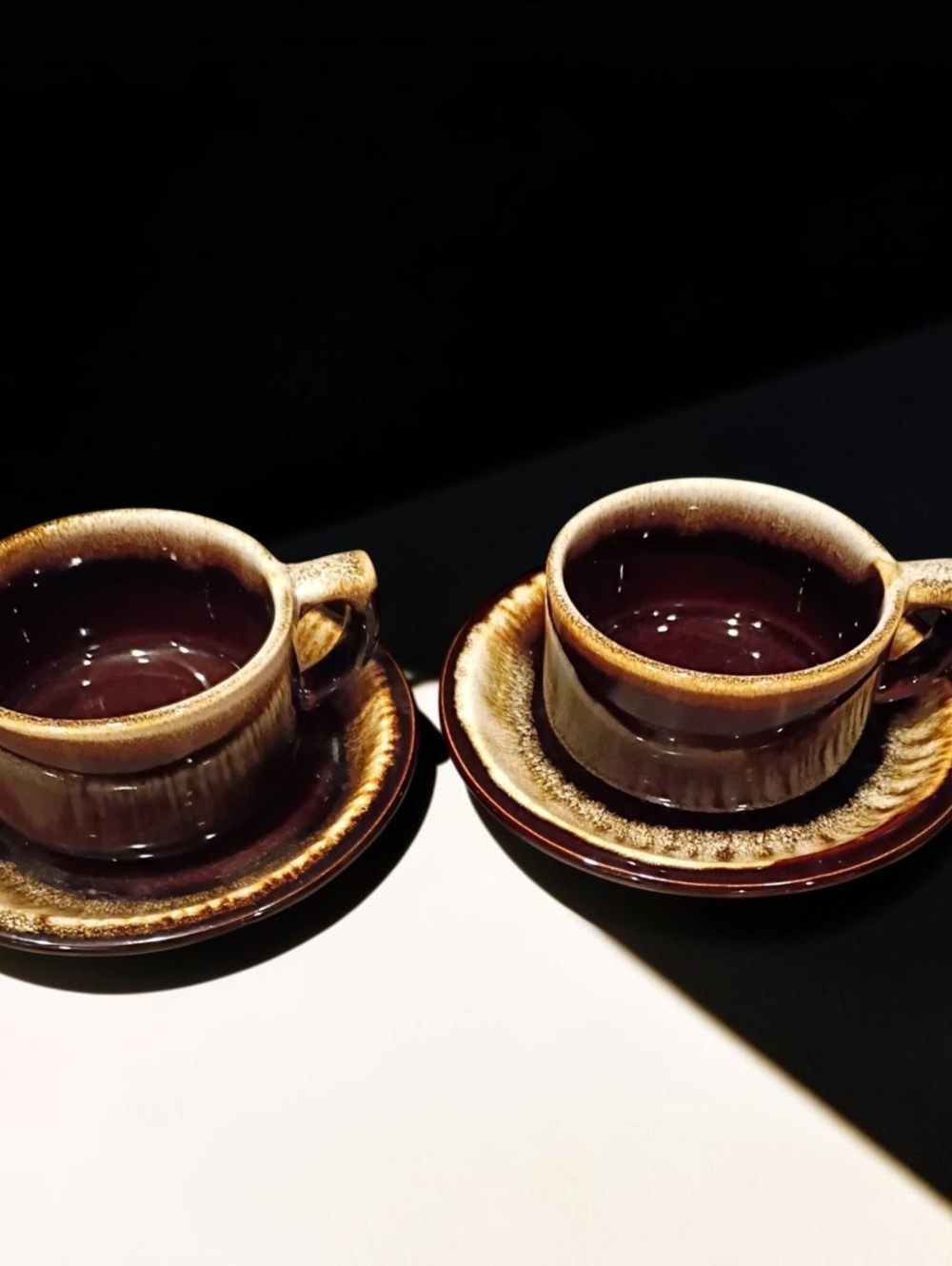 Vintage Mid-Century Modern Drip Glaze Ceramic Cup and Saucer Set